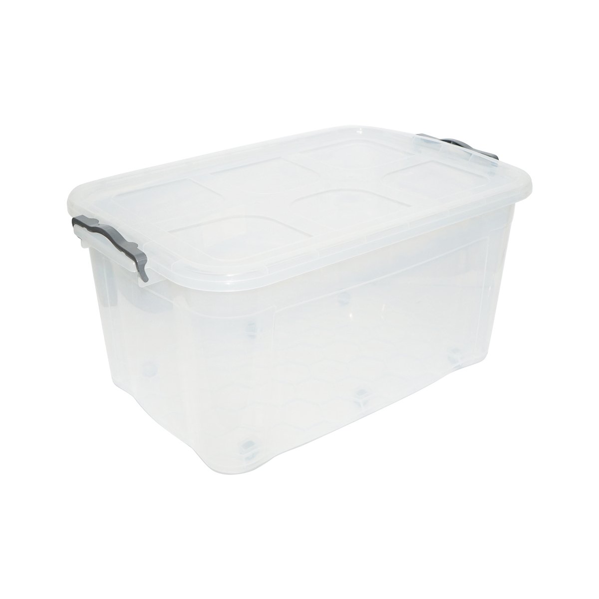 Cutie depozitare 80L cu capac si roti din plastic transparenta 478x750x370mm